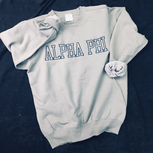 Alpha Phi Varsity Greek Sweatshirt - Pewter