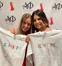 Load image into Gallery viewer, Alpha Phi Rainbow Embroidered Sweatshirt - White