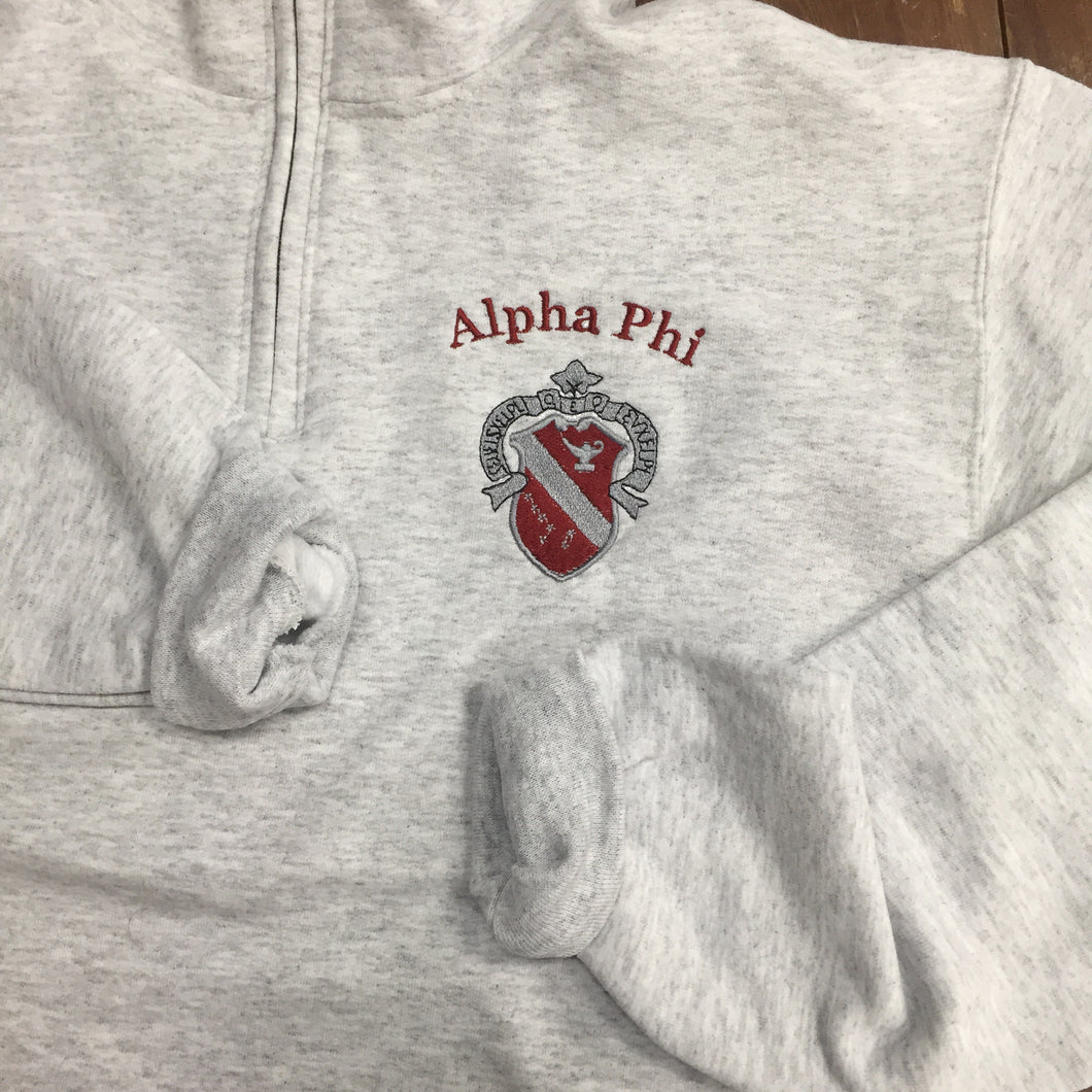 Alpha Phi 1/4 Zip Crest Sweatshirt