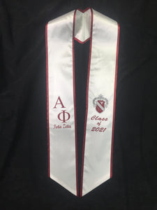 Alpha Phi Deluxe Graduation Stole - White