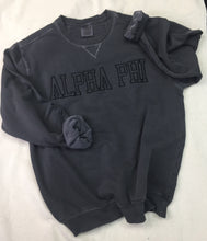 Load image into Gallery viewer, Alpha Phi Varsity Greek Sweatshirt - Charcoal