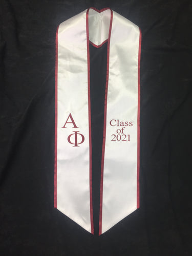 Alpha Phi Standard Graduation Stole - White