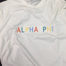 Load image into Gallery viewer, Alpha Phi Rainbow Embroidered T-shirt